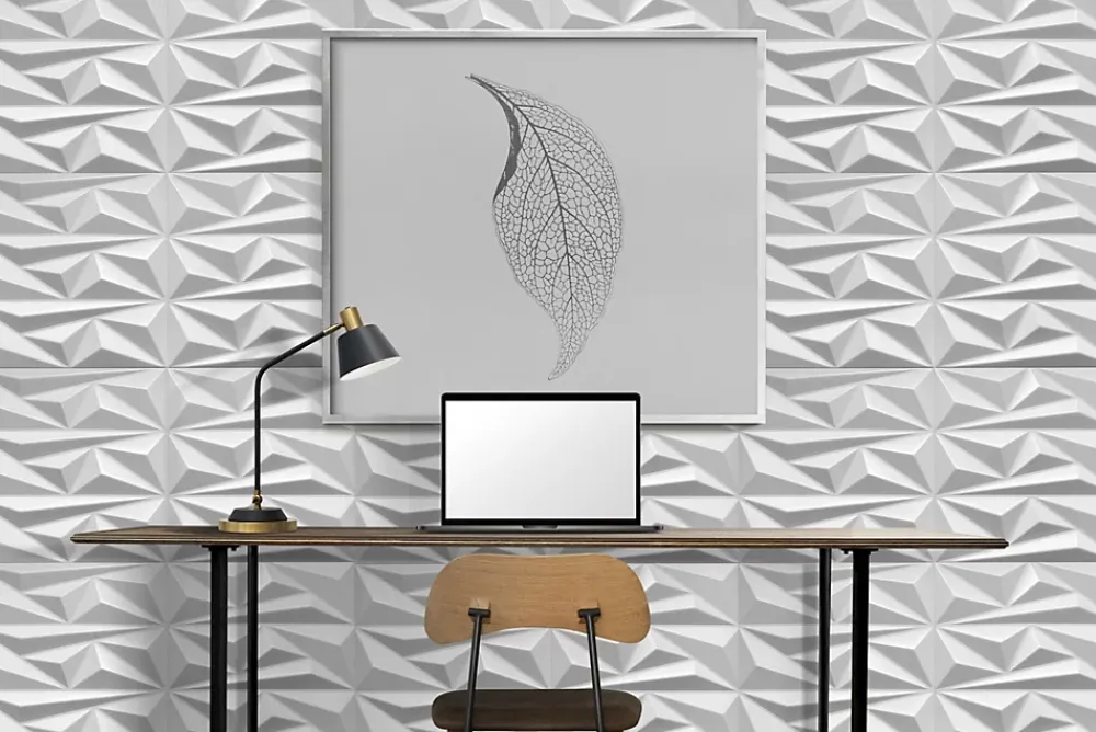 Deccart Panneaux de plafond et panneaux muraux Decoratif 3D Topaz Blanc 8m² / 32pièces- Panneau Mural Décoratif