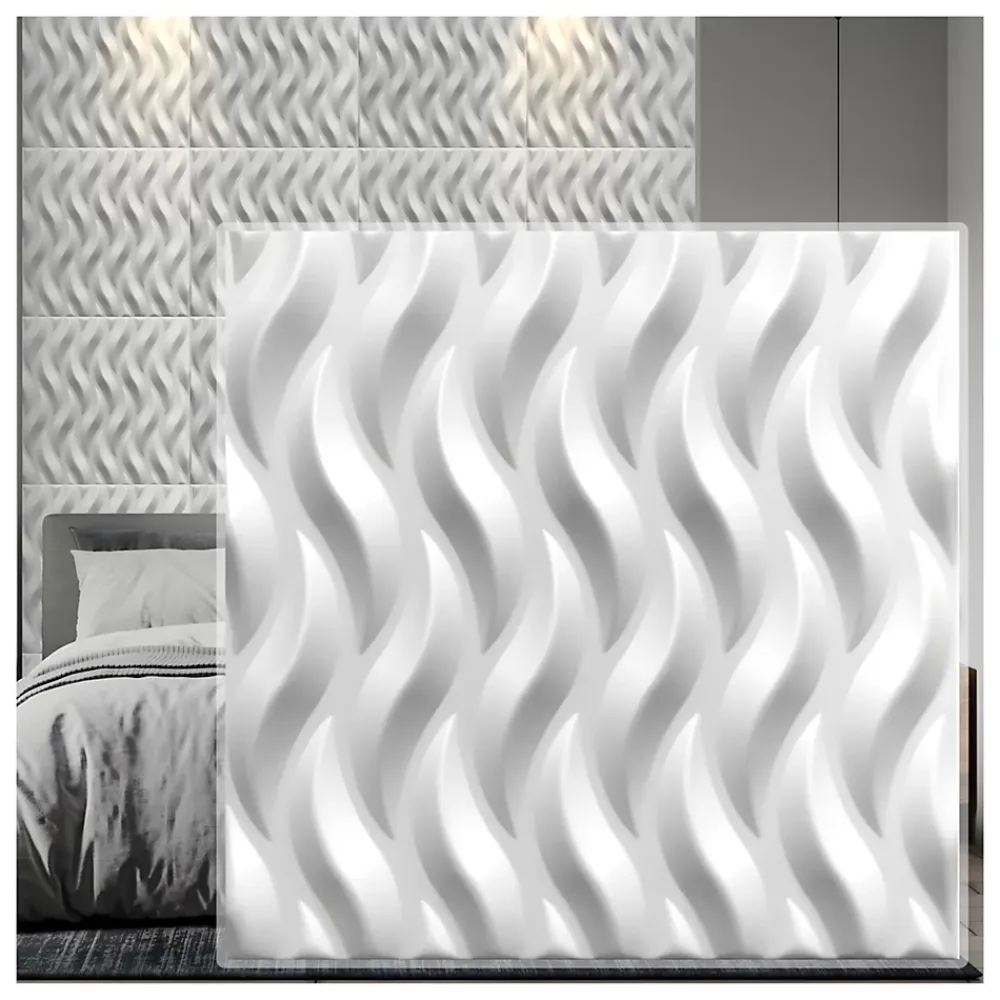 Deccart Panneaux de plafond et panneaux muraux Decoratif 3D Ogien Blanc 2m² / 8pièces- Panneau Mural Décoratif