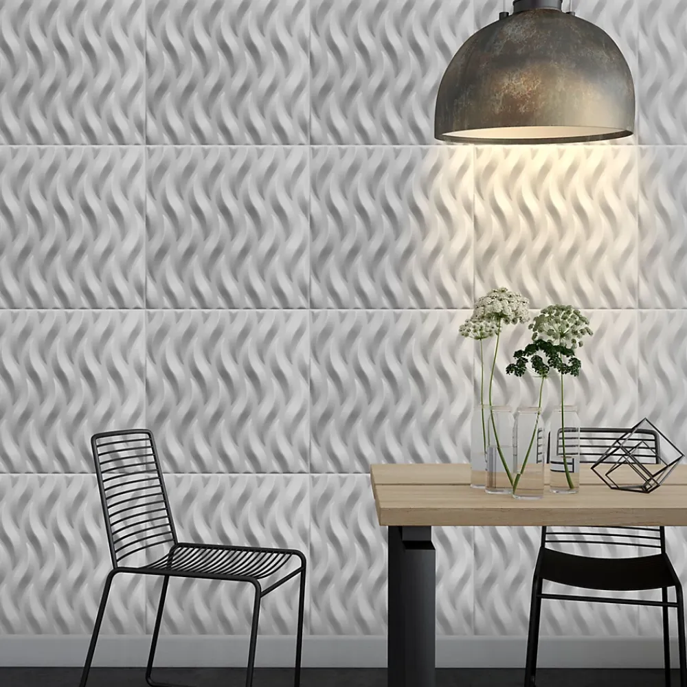 Deccart Panneaux de plafond et panneaux muraux Decoratif 3D Ogien Blanc 2m² / 8pièces- Panneau Mural Décoratif