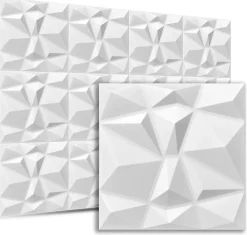 Deccart Panneaux de plafond et panneaux muraux Decoratif 3D Bursztyn Blanc 12m² / 48pièces- Panneau Mural Décoratif