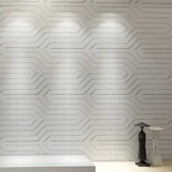 Deccart Panneau Mural Décoratif<Panneaux de plafond et panneaux muraux Decoratif 3D Zygzak Blanc 12m² / 48pièces