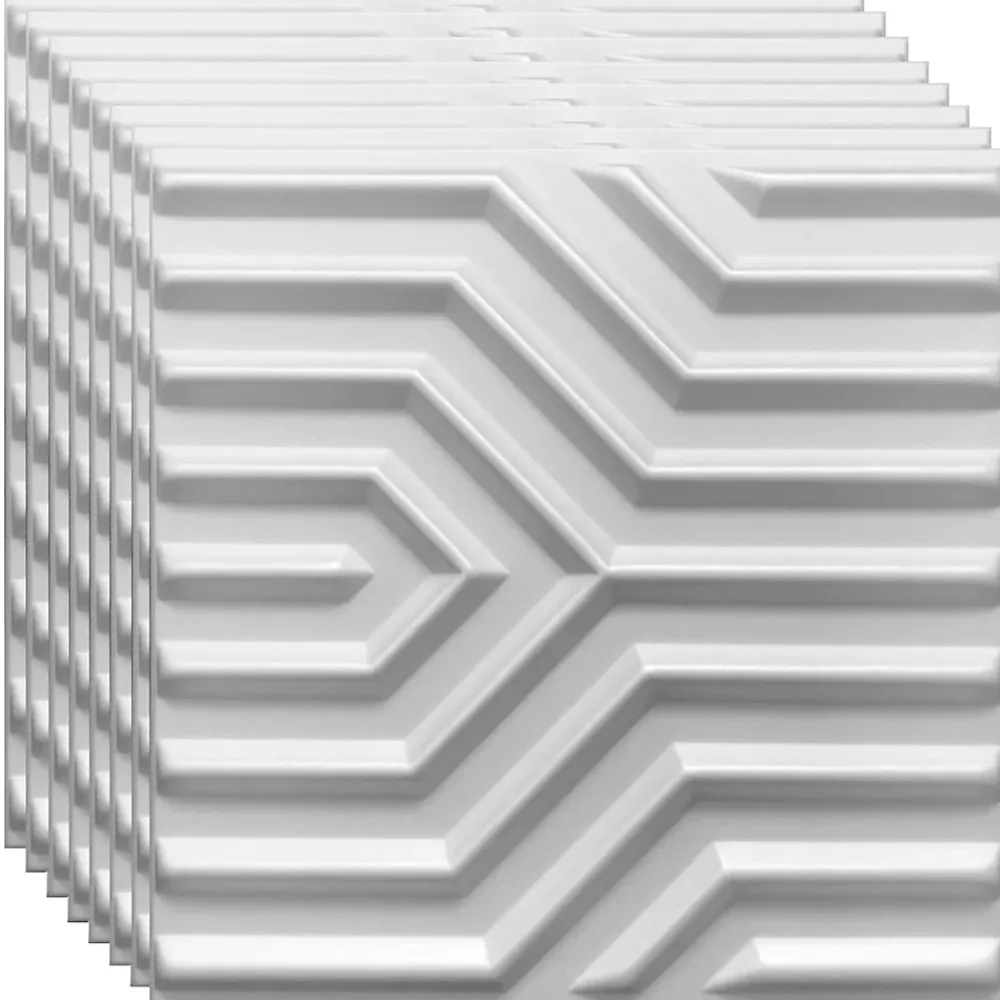 Deccart Panneau Mural Décoratif<Panneaux de plafond et panneaux muraux Decoratif 3D Zygzak Blanc 12m² / 48pièces