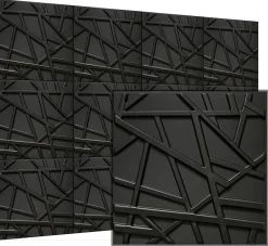 Deccart Panneaux de plafond et panneaux muraux Decoratif 3D Line Noir 8m² / 32pièces- Panneau Mural Décoratif