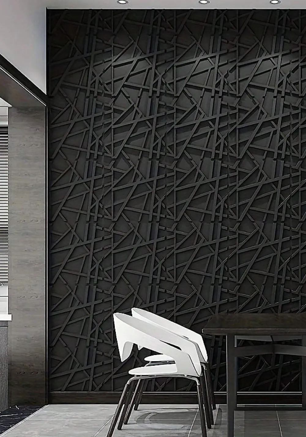 Deccart Panneaux de plafond et panneaux muraux Decoratif 3D Line Noir 8m² / 32pièces- Panneau Mural Décoratif