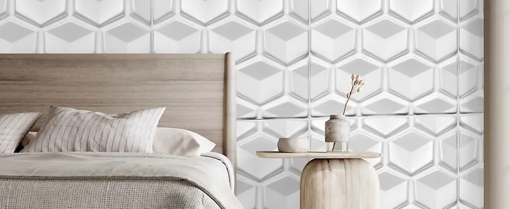 Deccart Panneaux de plafond et panneaux muraux Decoratif 3D Honey Blanc 5m² / 20pièces- Panneau Mural Décoratif