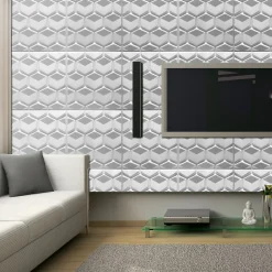 Deccart Panneaux de plafond et panneaux muraux Decoratif 3D Honey Blanc 5m² / 20pièces- Panneau Mural Décoratif