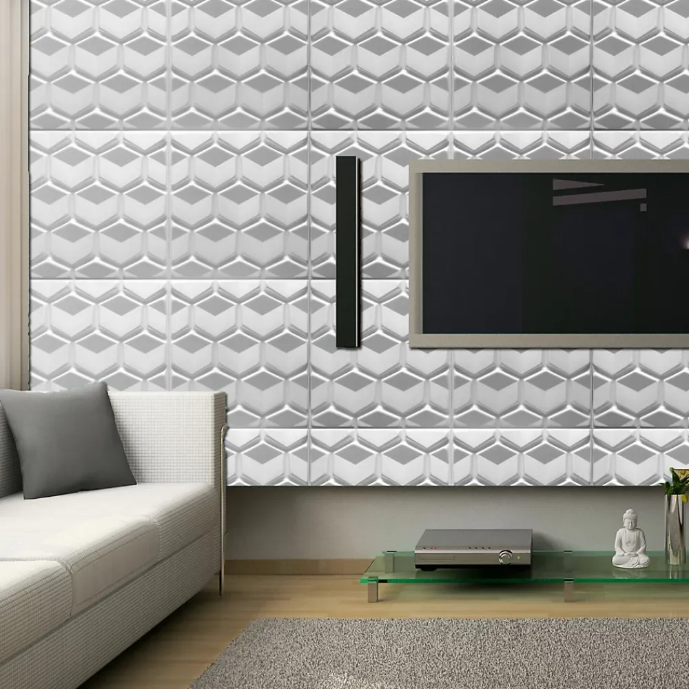 Deccart Panneaux de plafond et panneaux muraux Decoratif 3D Honey Blanc 5m² / 20pièces- Panneau Mural Décoratif