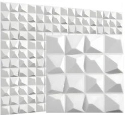 Deccart Panneaux de plafond et panneaux muraux Decoratif 3D Kristal Blanc 8m² / 32pièces- Panneau Mural Décoratif