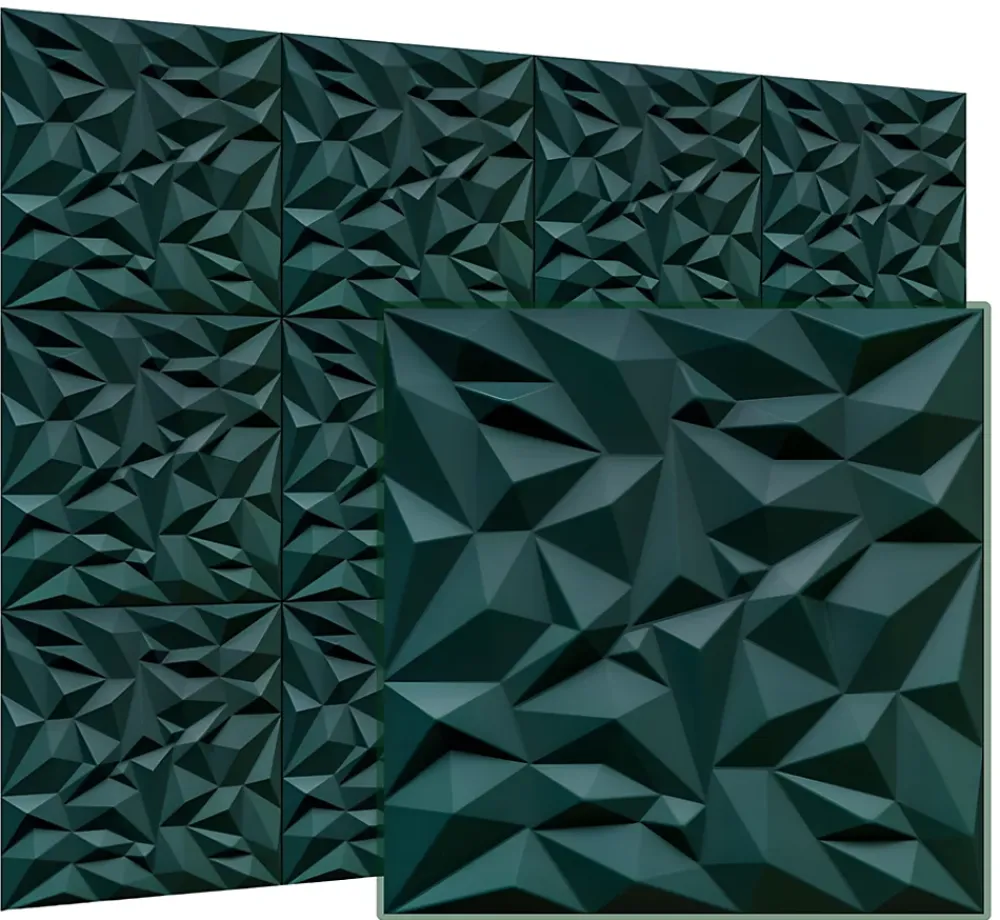 Deccart Panneaux de plafond et panneaux muraux Decoratif 3D Ametyst "62" Vert 8m² / 32pièces- Panneau Mural Décoratif