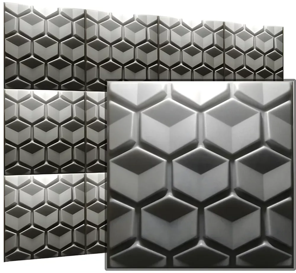 Deccart Panneaux de plafond et panneaux muraux Decoratif 3D Honey Gris 2m² / 8pièces- Panneau Mural Décoratif