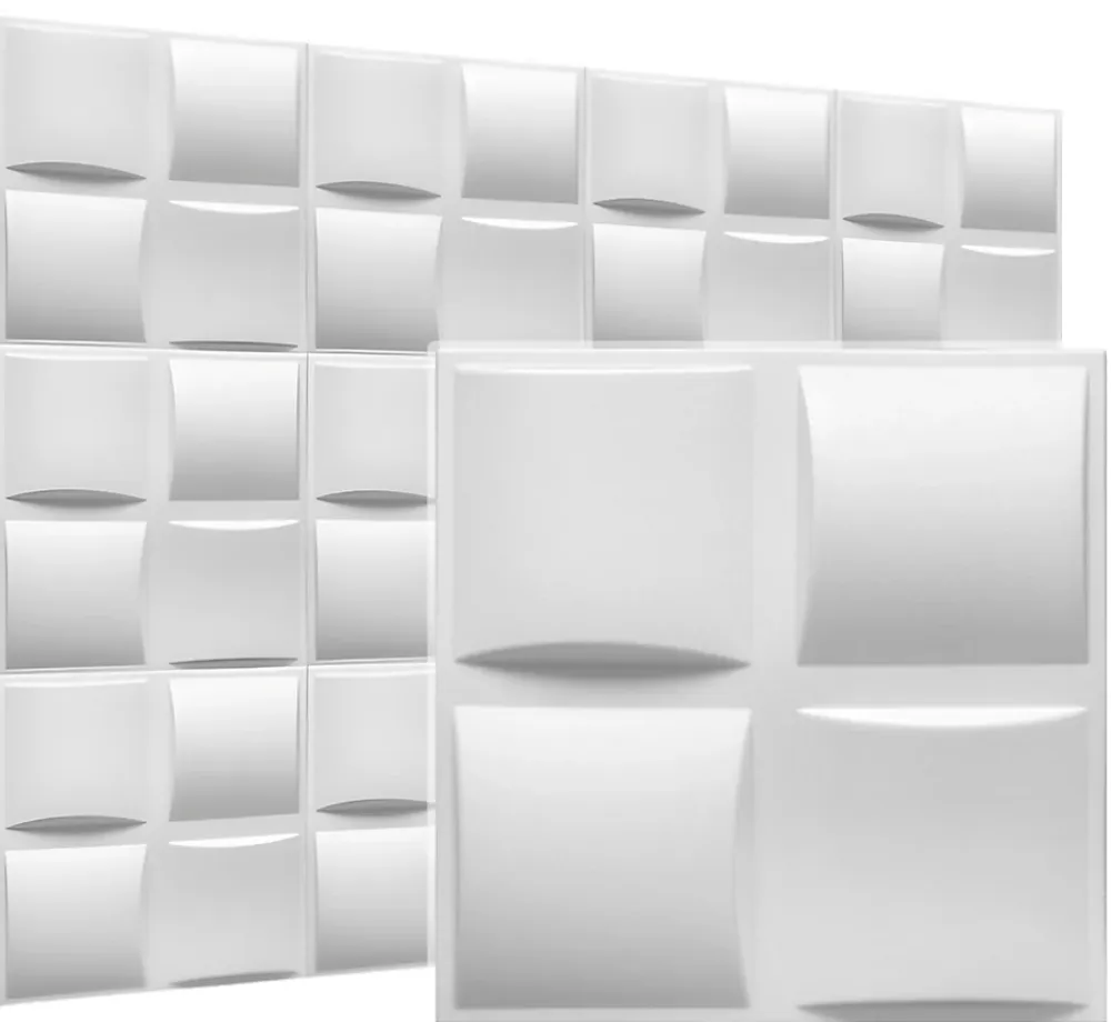 Deccart Panneaux de plafond et panneaux muraux Decoratif 3D Pled Blanc 8m² / 12pièces- Panneau Mural Décoratif