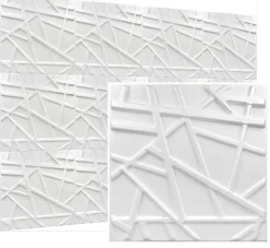 Deccart Panneaux de plafond et panneaux muraux Decoratif 3D Line Blanc 5m² / 20pièces- Panneau Mural Décoratif