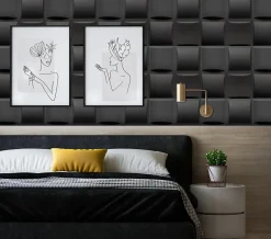 Deccart Panneaux de plafond et panneaux muraux Decoratif 3D Pled Noir 12m² / 48pièces- Panneau Mural Décoratif
