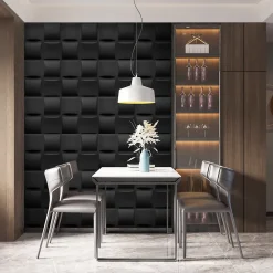 Deccart Panneaux de plafond et panneaux muraux Decoratif 3D Pled Noir 12m² / 48pièces- Panneau Mural Décoratif