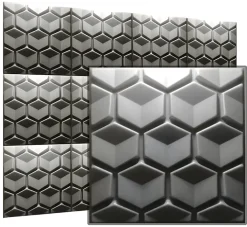Deccart Panneaux de plafond et panneaux muraux Decoratif 3D Honey Gris 8m² / 32pièces- Panneau Mural Décoratif