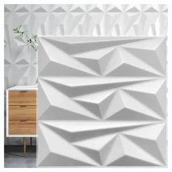 Deccart Panneaux de plafond et panneaux muraux Decoratif 3D Topaz Blanc 2m² / 8pièces- Panneau Mural Décoratif