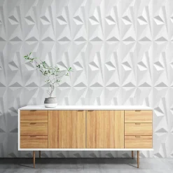 Deccart Panneaux de plafond et panneaux muraux Decoratif 3D Topaz Blanc 2m² / 8pièces- Panneau Mural Décoratif