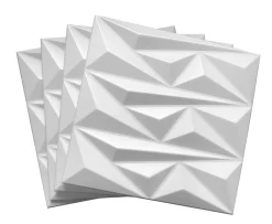 Deccart Panneaux de plafond et panneaux muraux Decoratif 3D Topaz Blanc 2m² / 8pièces- Panneau Mural Décoratif