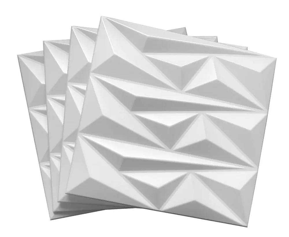 Deccart Panneaux de plafond et panneaux muraux Decoratif 3D Topaz Blanc 2m² / 8pièces- Panneau Mural Décoratif