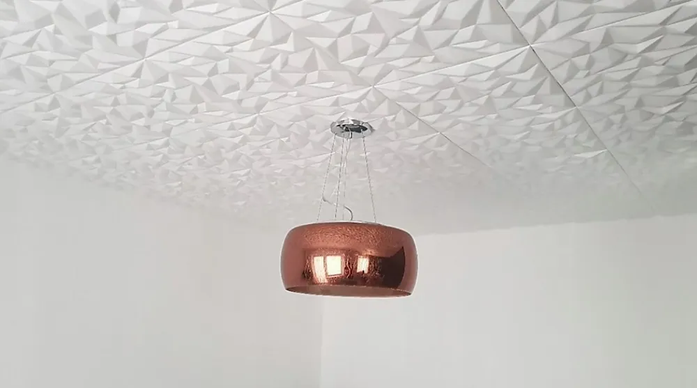 Deccart Panneaux de plafond et panneaux muraux 3D Ametyst Blanc 12m²/48 pieces- Panneau Mural Décoratif