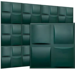 Deccart Panneaux de plafond et panneaux muraux Decoratif 3D Pled "62" Vert 12m² / 48pièces- Panneau Mural Décoratif