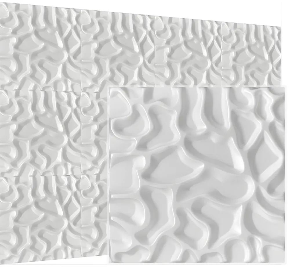 Deccart Panneaux de plafond et panneaux muraux Decoratif 3D Lake Blanc 12m² / 48pièces- Panneau Mural Décoratif