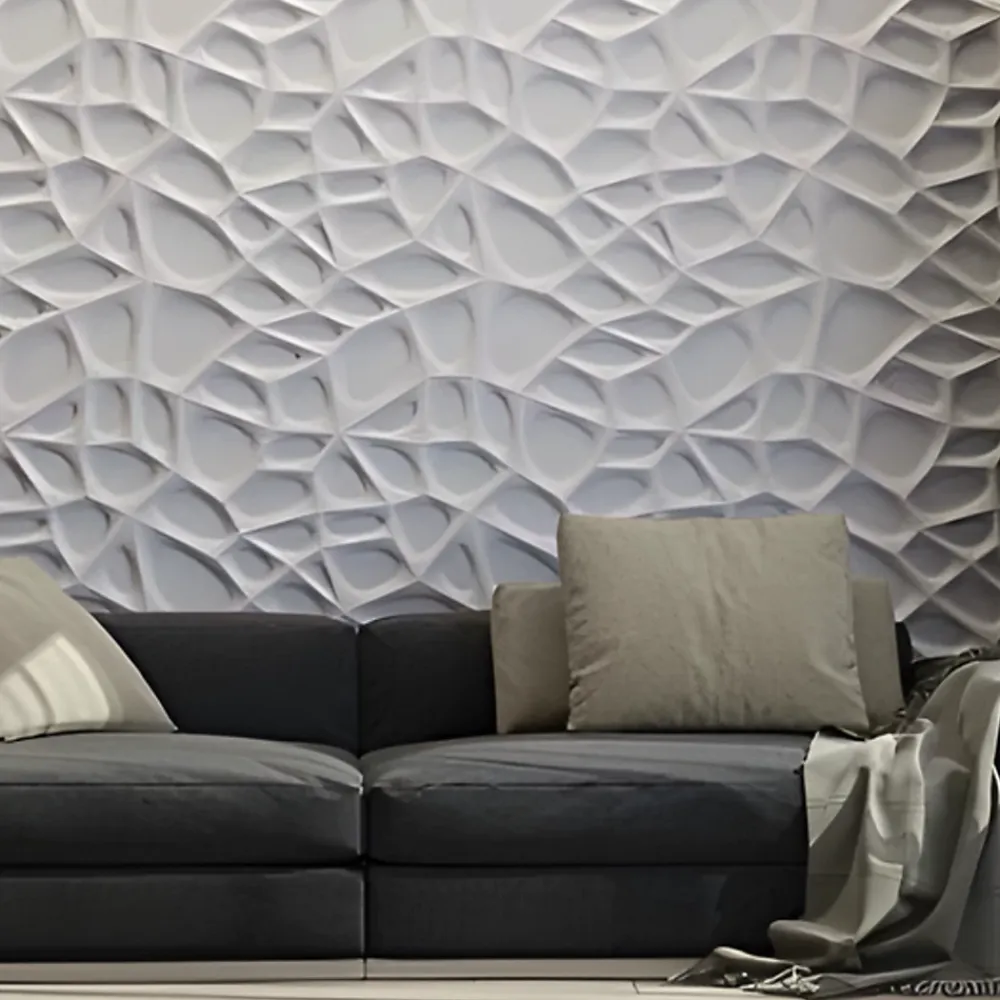 Deccart Panneaux de plafond et panneaux muraux Decoratif 3D Lake Blanc 12m² / 48pièces- Panneau Mural Décoratif