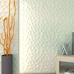 Deccart Panneaux de plafond et panneaux muraux Decoratif 3D Lake Blanc 12m² / 48pièces- Panneau Mural Décoratif
