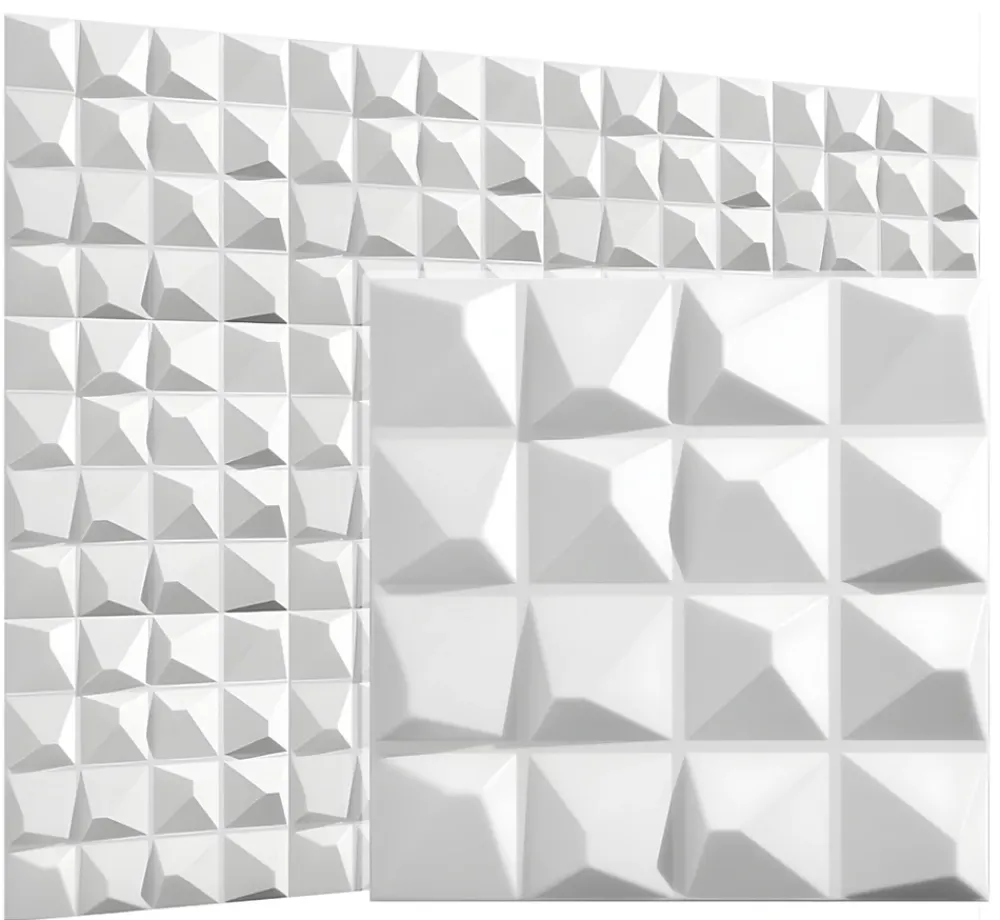 Deccart Panneaux de plafond et panneaux muraux Decoratif 3D Kristal Blanc 5m² / 20pièces- Panneau Mural Décoratif