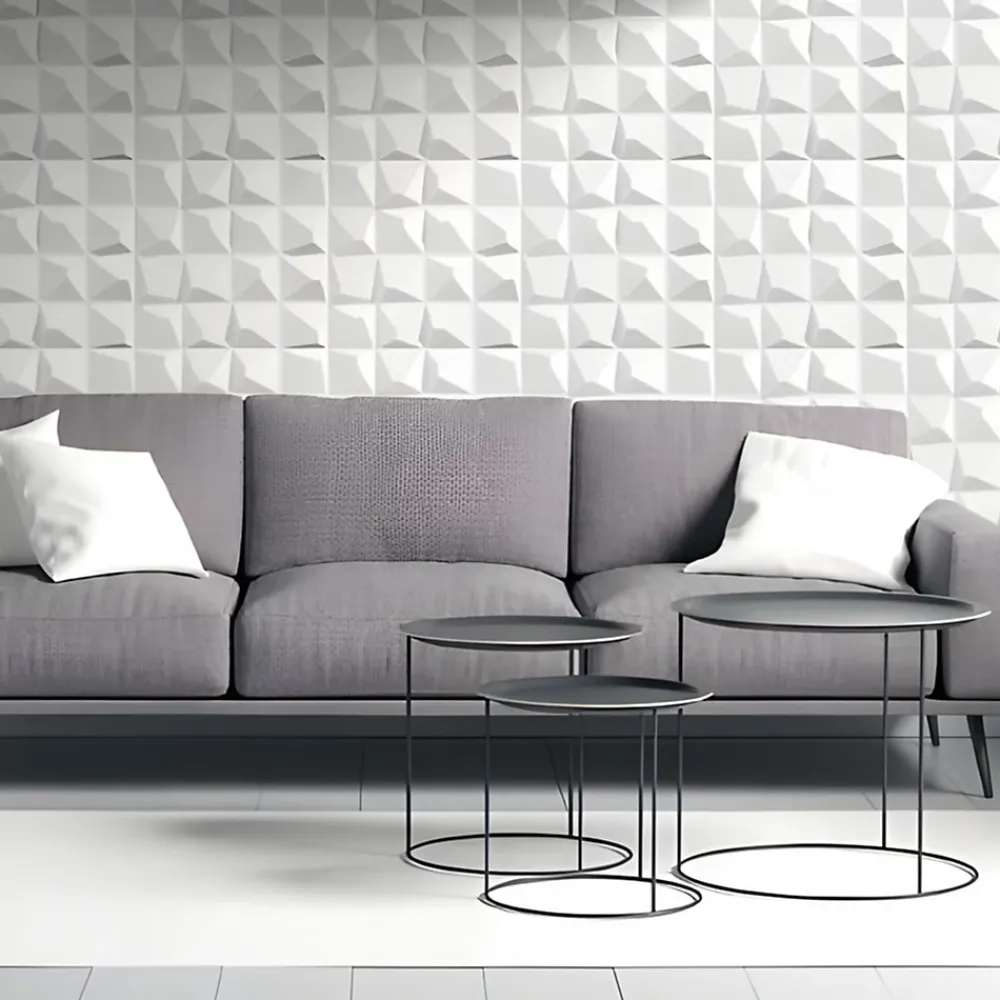 Deccart Panneaux de plafond et panneaux muraux Decoratif 3D Kristal Blanc 5m² / 20pièces- Panneau Mural Décoratif