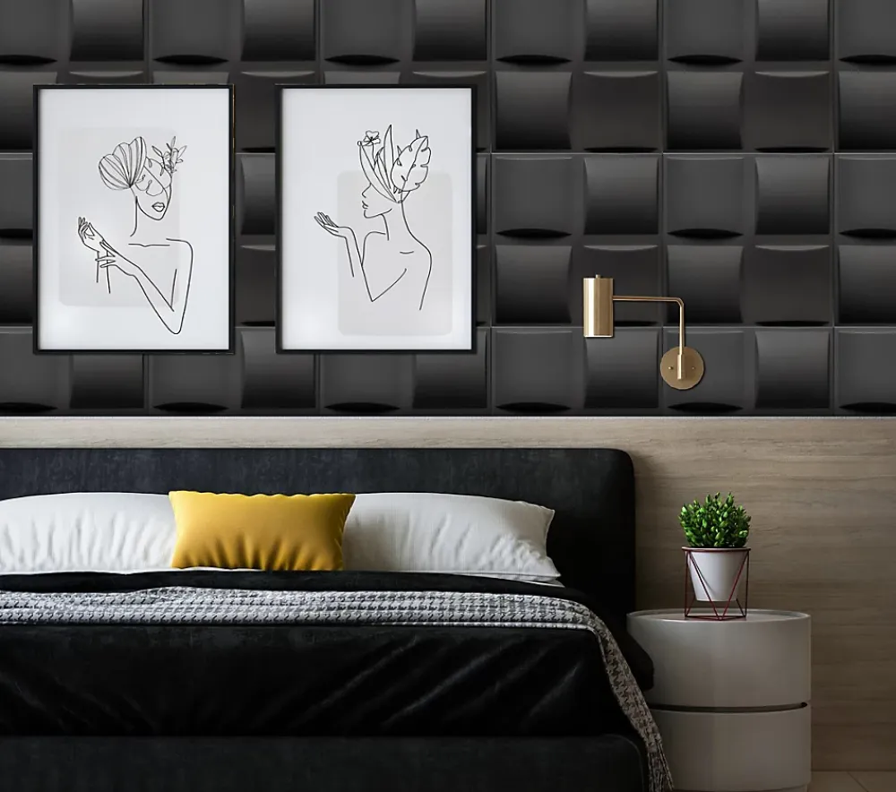 Deccart Panneau Mural Décoratif<Panneaux de plafond et panneaux muraux Decoratif 3D Pled Noir 8m² / 32pièces