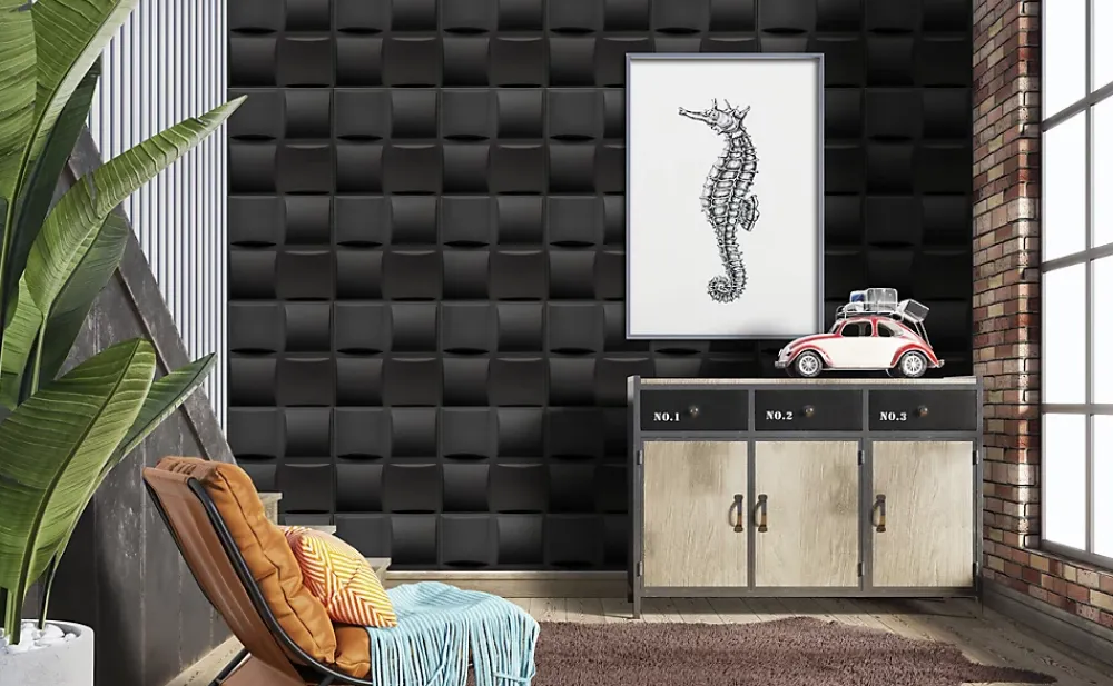 Deccart Panneau Mural Décoratif<Panneaux de plafond et panneaux muraux Decoratif 3D Pled Noir 8m² / 32pièces