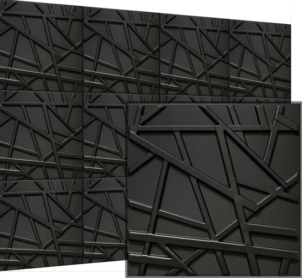Deccart Panneau Mural Décoratif<Panneaux de plafond et panneaux muraux Decoratif 3D Line Noir 12m² / 48pièces