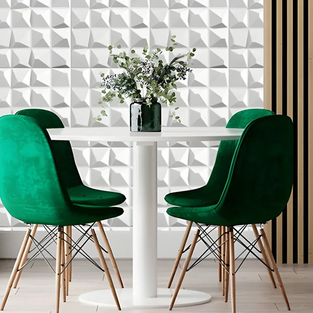 Deccart Panneaux de plafond et panneaux muraux Decoratif 3D Krystal Blanc 2m² / 8pièces- Panneau Mural Décoratif