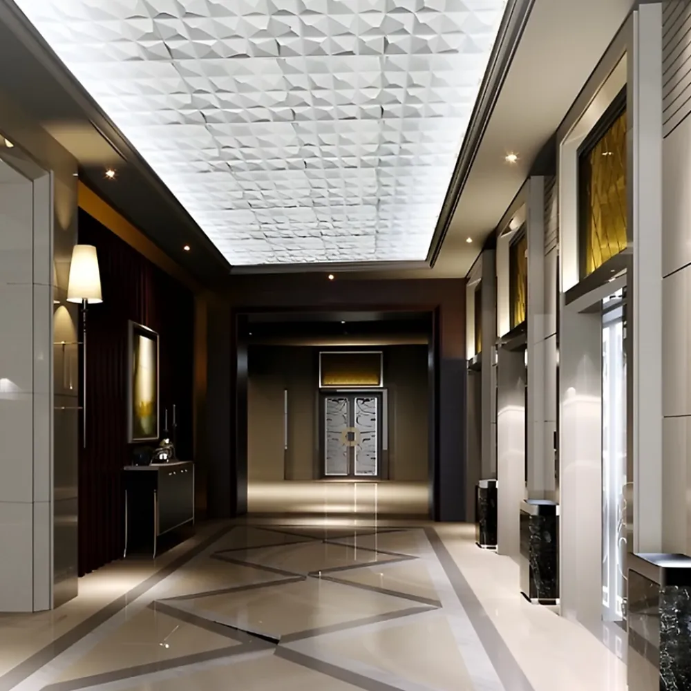 Deccart Panneaux de plafond et panneaux muraux Decoratif 3D Krystal Blanc 2m² / 8pièces- Panneau Mural Décoratif