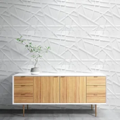 Deccart Panneaux de plafond et panneaux muraux Decoratif 3D Line Blanc 12m² / 48pièces- Panneau Mural Décoratif