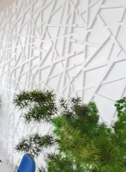 Deccart Panneaux de plafond et panneaux muraux Decoratif 3D Line Blanc 12m² / 48pièces- Panneau Mural Décoratif