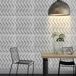 Deccart Panneaux de plafond et panneaux muraux Decoratif 3D Ogien Blanc 5m² / 20pièces- Panneau Mural Décoratif