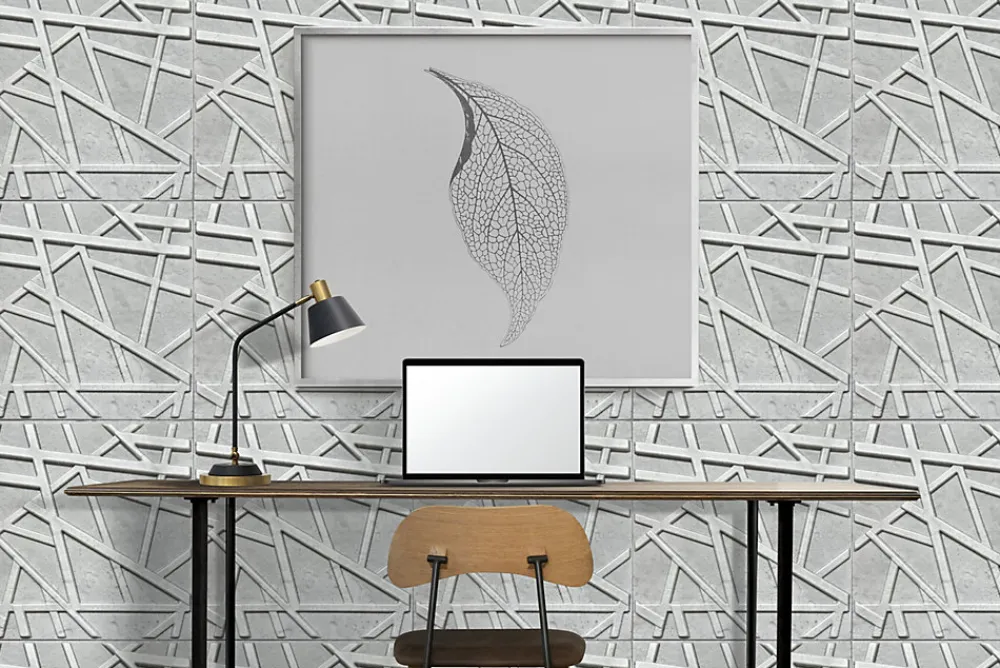 Deccart Panneaux de plafond et panneaux muraux Decoratif 3D Line Béton "69" 5m² / 20pièces- Panneau Mural Décoratif