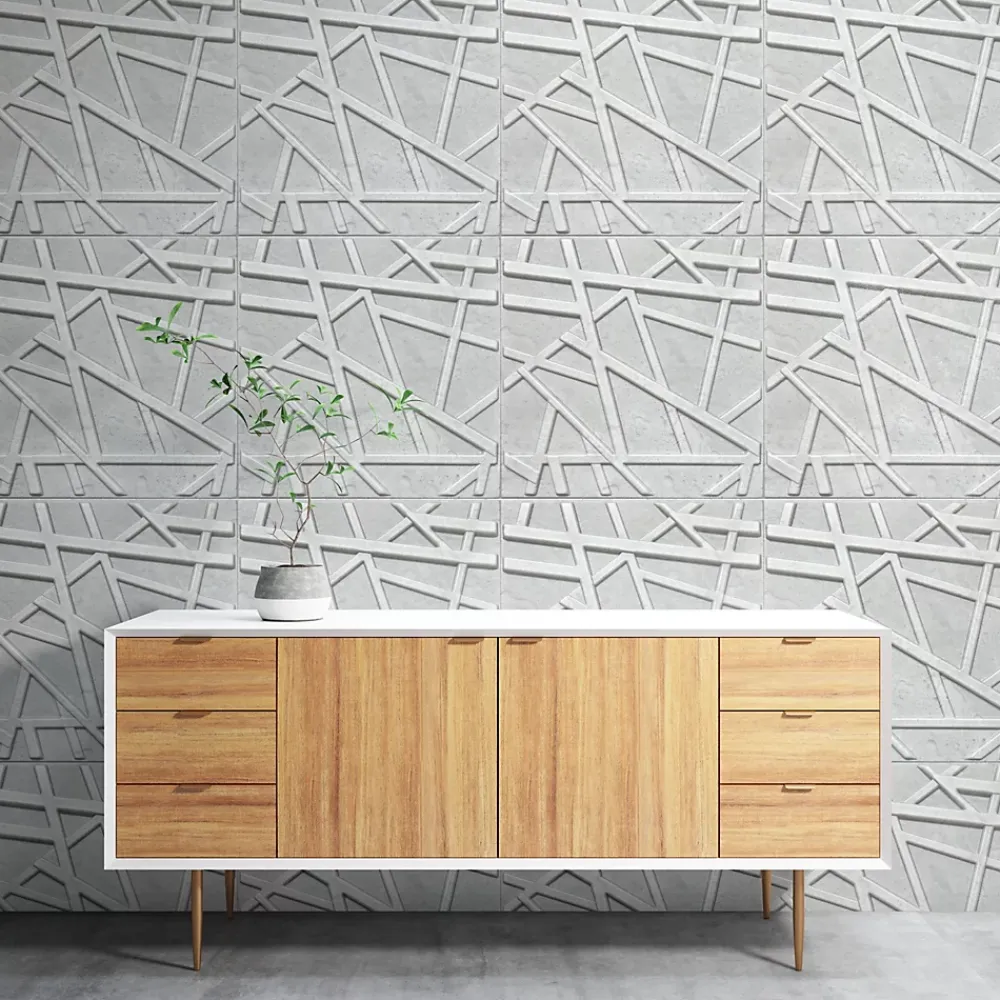 Deccart Panneaux de plafond et panneaux muraux Decoratif 3D Line Béton "69" 5m² / 20pièces- Panneau Mural Décoratif