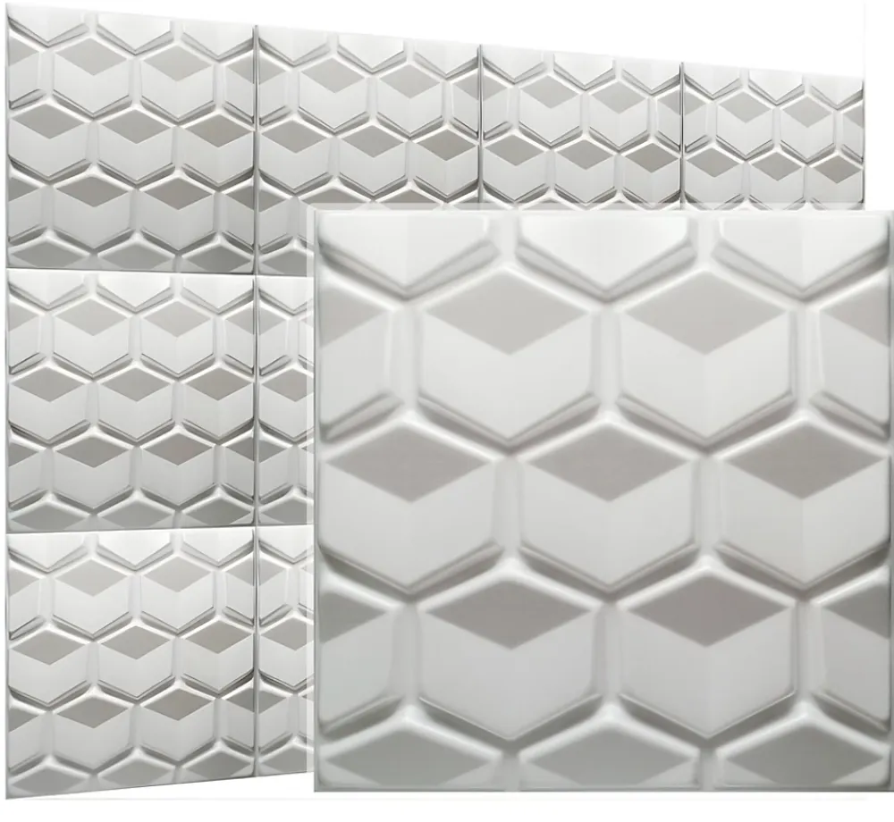 Deccart Panneaux de plafond et panneaux muraux Decoratif 3D Honey Blanc 8m² / 32pièces- Panneau Mural Décoratif