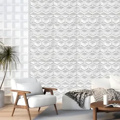 Deccart Panneaux de plafond et panneaux muraux Decoratif 3D Honey Blanc 8m² / 32pièces- Panneau Mural Décoratif