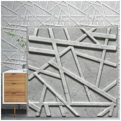 Deccart Panneaux de plafond et panneaux muraux Decoratif 3D Line Béton "69" 8m² / 32pièces- Panneau Mural Décoratif
