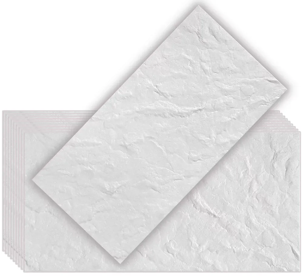 Deccart Panneaux de plafond et panneaux muraux Decoratif Głaz Blanc 6m² / 12pièces- Panneau Mural Décoratif