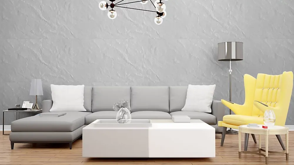 Deccart Panneaux de plafond et panneaux muraux Decoratif Głaz Blanc 6m² / 12pièces- Panneau Mural Décoratif