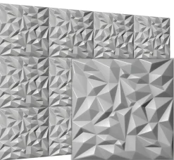 Deccart Panneaux de plafond et panneaux muraux Decoratif 3D Ametyst Gris 8m² / 32pièces- Panneau Mural Décoratif