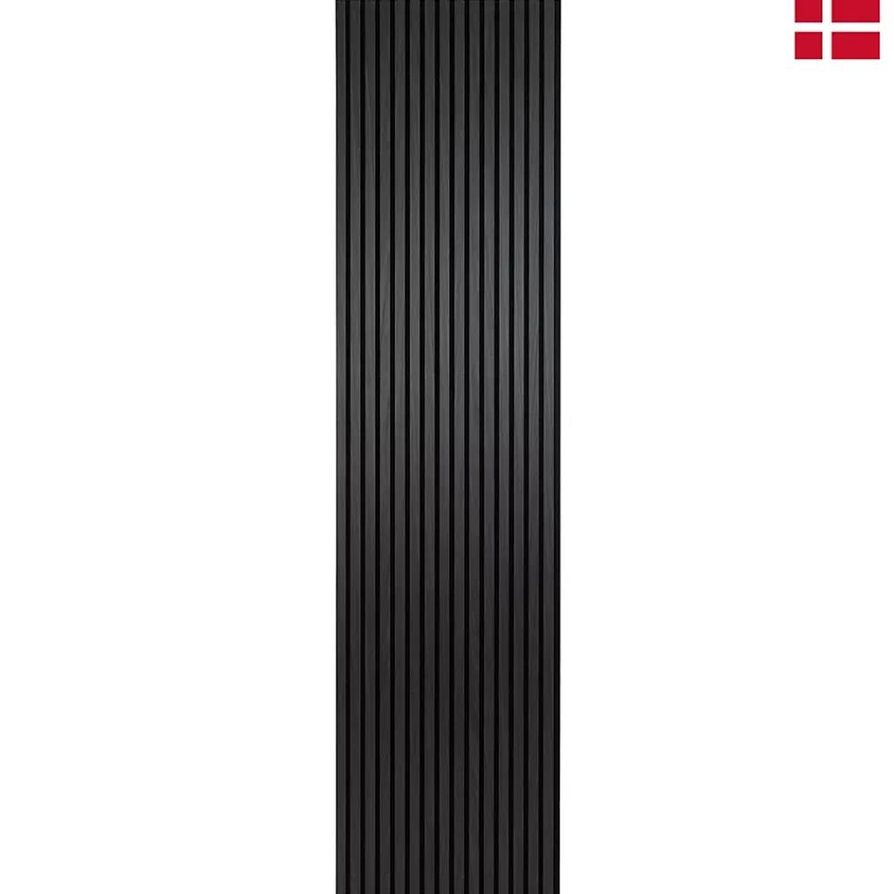 Nordic Acoustics Panneaux muraux acoustiques decoratifs PREMIUM en placage bois veritable chene noir sur MDF noir 240x60 cm- Panneau Tasseau Bois