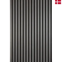 Nordic Acoustics Panneaux muraux acoustiques decoratifs PREMIUM en placage bois veritable chene gris sur MDF noir 240x60 cm- Panneau Tasseau Bois
