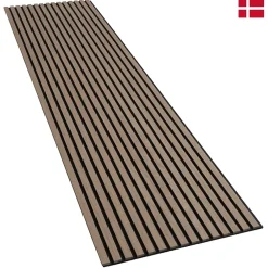 Nordic Acoustics Panneau Tasseau Bois<Panneaux muraux acoustiques décoratifs PREMIUM en placage bois véritable, couleur noyer sur MDF noir, 240x60 cm