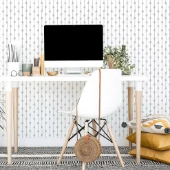 Decochic Papier Peint<Papier peint adhésif boheme flèches gris et blanc en vinyle lavable et amovible - 1 rouleau 50x300 cm -